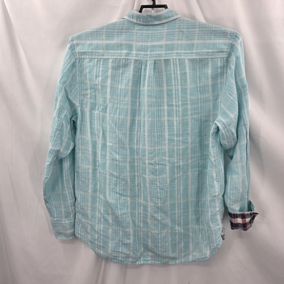 Tommy Bahama Long Sleeve Linen Flip Cuff Shirt Sea Green Plaid Men's Size L - Picture 3 of 9